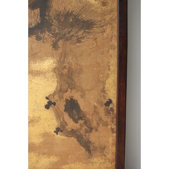 狩野派 倣 吉村周山/田島泰寛 合作 衝立表装　Z436 