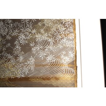 現代抽象画家 今井俊満 シルクスクリーン 20号大作 直筆サイン 金箔仕様 額装　Z437 