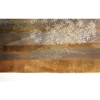 現代抽象画家 今井俊満 シルクスクリーン 20号大作 直筆サイン 金箔仕様 額装　Z437 