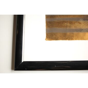 現代抽象画家 今井俊満 シルクスクリーン 20号大作 直筆サイン 金箔仕様 額装　Z437 