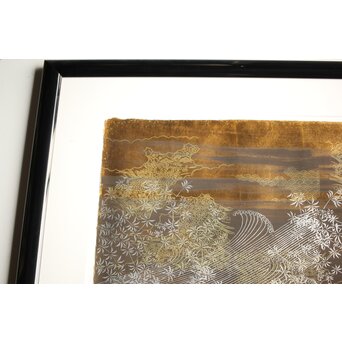 現代抽象画家 今井俊満 シルクスクリーン 20号大作 直筆サイン 金箔仕様 額装　Z437 