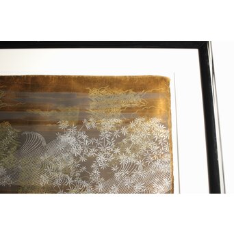 現代抽象画家 今井俊満 シルクスクリーン 20号大作 直筆サイン 金箔仕様 額装　Z437 