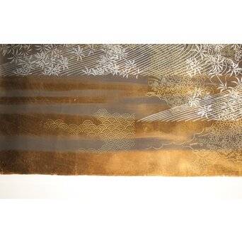 現代抽象画家 今井俊満 シルクスクリーン 20号大作 直筆サイン 金箔仕様 額装　Z437 