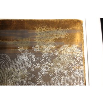 現代抽象画家 今井俊満 シルクスクリーン 20号大作 直筆サイン 金箔仕様 額装　Z437 