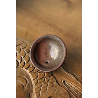 聴松園 米和亭造 竹根意 船乗図 朱泥急須　P418 