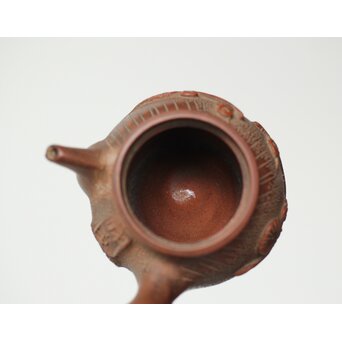 聴松園 米和亭造 竹根意 船乗図 朱泥急須　P418 