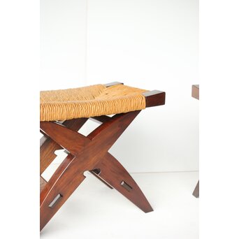 松本民芸家具 ラッシチェアー 222型鞍型スツール 2脚1組　T461 