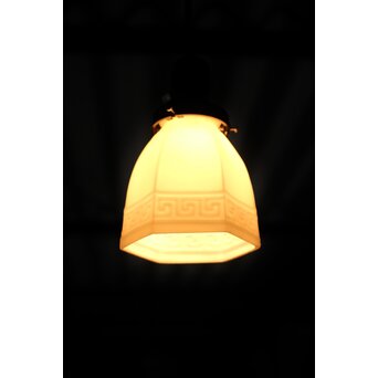 幾何学紋 プレスガラス六角照明　A074 