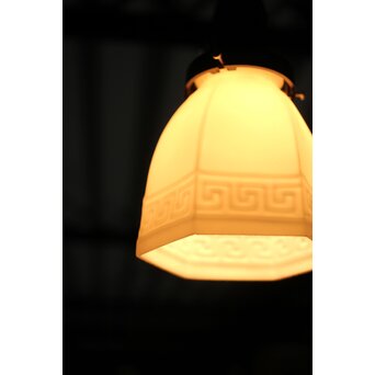 幾何学紋 プレスガラス六角照明　A074 