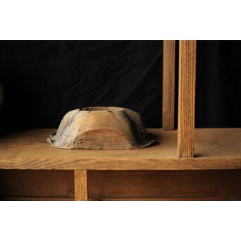 江戸初期元号 延宝 墨字 仏像木彫蓮台　X422 