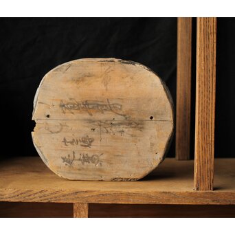 江戸初期元号 延宝 墨字 仏像木彫蓮台　X422 