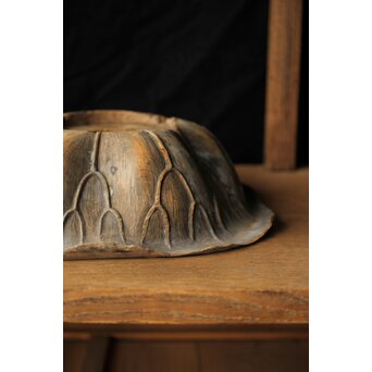 江戸初期元号 延宝 墨字 仏像木彫蓮台　X422 