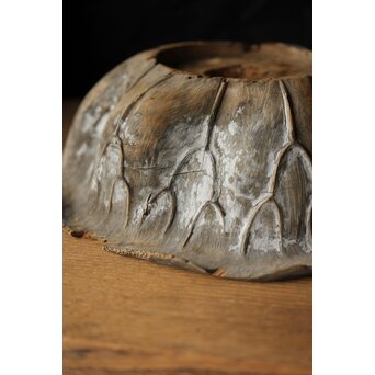 江戸初期元号 延宝 墨字 仏像木彫蓮台　X422 