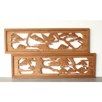 中型木彫欄間 2枚1組　R0340