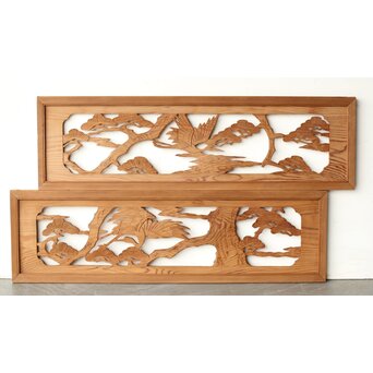 中型木彫欄間 2枚1組　R0340 もう片面　両面使いですね