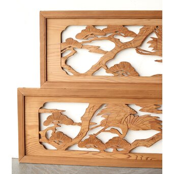 中型木彫欄間 2枚1組　R0340 