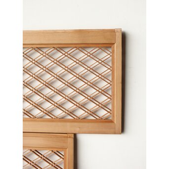 二重菱組子戸鶴松木彫 小型欄間 4枚1組　R0346 