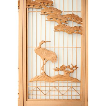 ガラス入 鶴松 書院欄間 5枚1組　R0347 