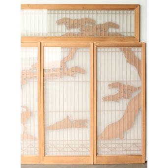 ガラス入 鶴松 書院欄間 5枚1組　R0347 