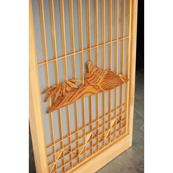 ガラス入 鶴松 書院欄間 5枚1組　R0347 