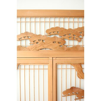 ガラス入 鶴松 書院欄間 5枚1組　R0347 