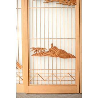 ガラス入 鶴松 書院欄間 5枚1組　R0347 