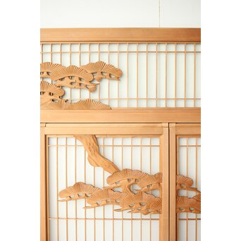 ガラス入 鶴松 書院欄間 5枚1組　R0347 