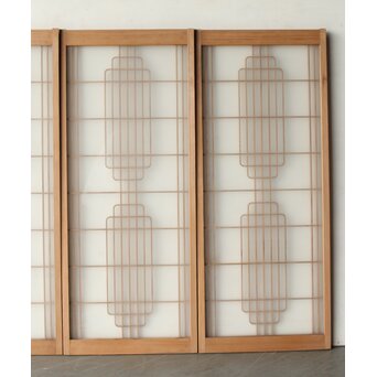 ガラス入 曲木組子書院 4枚1組　R0351 