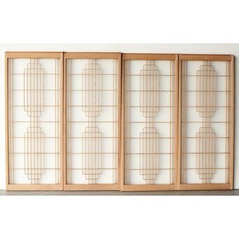 ガラス入 曲木組子書院 4枚1組　R0351
