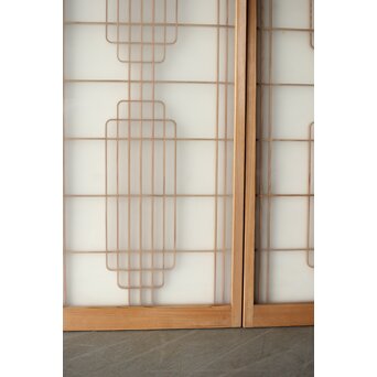 ガラス入 曲木組子書院 4枚1組　R0351 