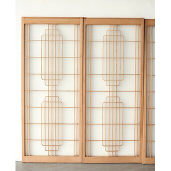 ガラス入 曲木組子書院 4枚1組　R0351 