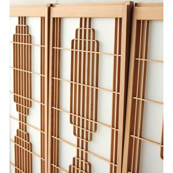 ガラス入 曲木組子書院 4枚1組　R0351 