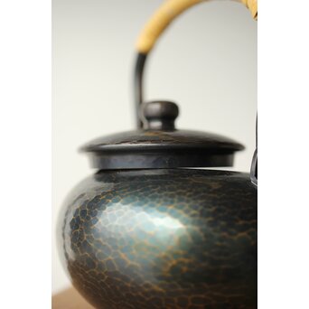 玉川堂 荒肌銅製急須 鎚起銅 小湯沸 共箱　M378 