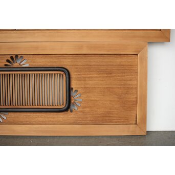 中格子 菊透かし桐材欄間 2枚1組　R0352 