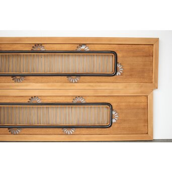 中格子 菊透かし桐材欄間 2枚1組　R0352 