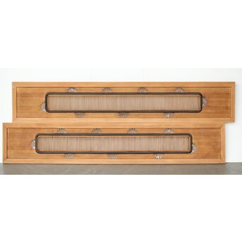 中格子 菊透かし桐材欄間 2枚1組　R0352