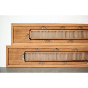 中格子 菊透かし桐材欄間 2枚1組　R0352 