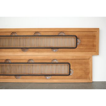 中格子 菊透かし桐材欄間 2枚1組　R0352 