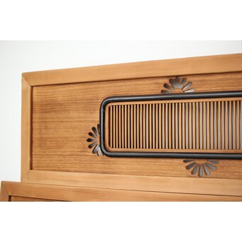 中格子 菊透かし桐材欄間 2枚1組　R0352 