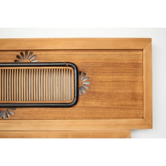 中格子 菊透かし桐材欄間 2枚1組　R0352 