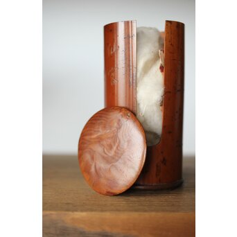 仙客採余 霊芝図 竹彫碗筒　U337 