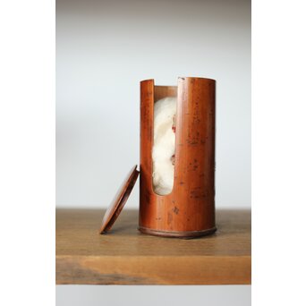 仙客採余 霊芝図 竹彫碗筒　U337 