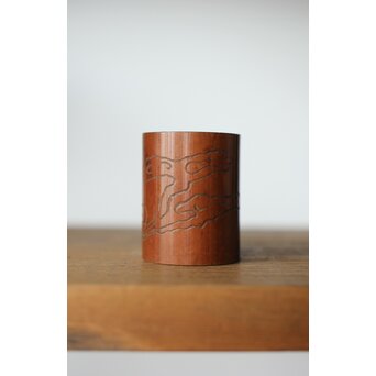 霊芝図 在銘 竹彫蓋置　U338 