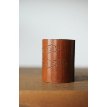 霊芝図 在銘 竹彫蓋置　U338 