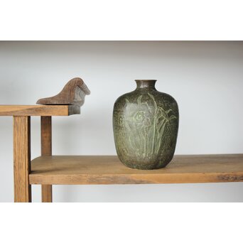 亮平作 打出紋 銅花器　M381