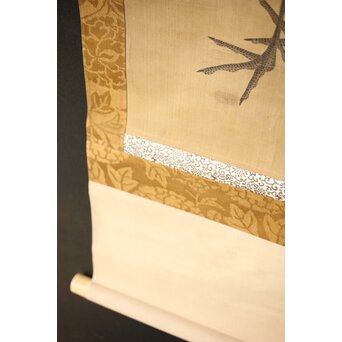 平曼容 鶴図 絹本軸装　Z442 