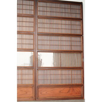 障子枠付 格子戸 2枚1組　L1105 一部クリアガラス仕様に
