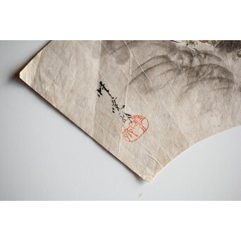 倣 河鍋暁斎 風神図 紙本扇面　Z445 