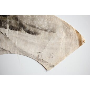 倣 河鍋暁斎 風神図 紙本扇面　Z445 