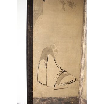 倣 雲谷等顔 仙人図 半双紙本屏風　Z446 